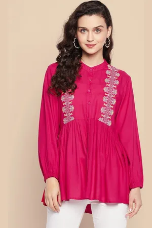 all about you Women Floral Printed Mandarin Collar Top