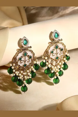 Asmitta Jewellery Gold-Plated Stone Studded Contemporary Drop Earrings