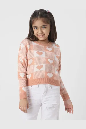 Nauti Nati Girls Conversational Printed Round Neck Sweater