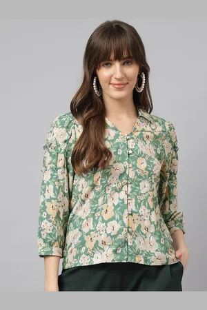 Latin Quarters Women Spread Collar Floral Printed Casual Shirt