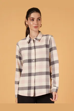 Mast & Harbour Women Checked Cotton Cutaway Collar Shirt