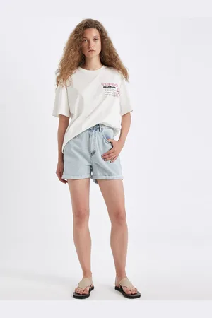 DeFacto Women Regular Fit Mid-Rise Denim Shorts