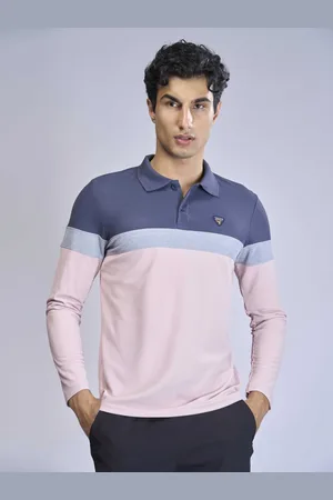 TECHNOSPORT Men Colourblocked Polo Collar UPF50 Slim Fit T-shirt