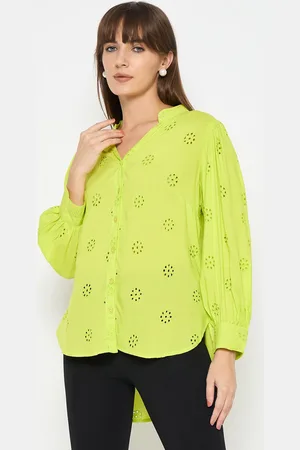 BAESD Women Classic Mandarin Collar Textured Casual Shirt