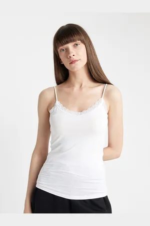 DeFacto Women Solid Shoulder Straps Cotton Top