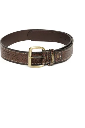 Woodland Men Textured Leather Belt