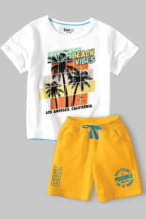 BAESD Boys Printed Short Sleeves Regular Cotton Blend Clothing Set