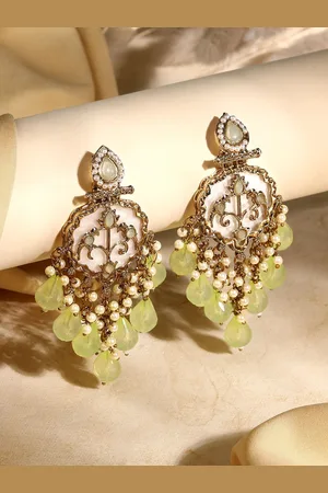 Asmitta Jewellery Gold-Plated Stone Studded Contemporary Drop Earrings