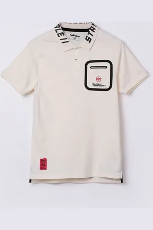Lifestyle Boys Typography Printed Polo Collar Cotton T-shirt