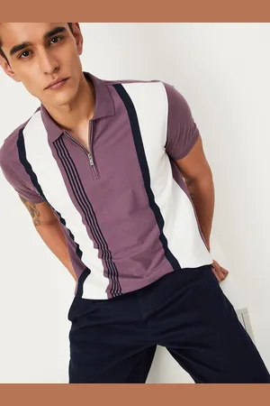 Max Collection Men Colourblocked Polo Collar Cotton T-shirt