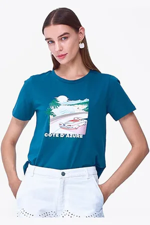 COVER STORY Women Graphic Printed Round Neck Cotton T-shirt
