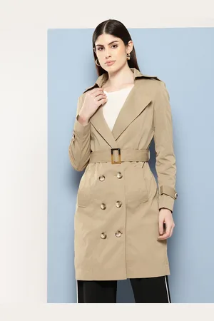 Chemistry Double-Breasted Longline Trench Coat with a Belt
