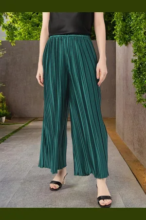 DressBerry Women City Glamour Accordion Pleats Wide Leg Trousers