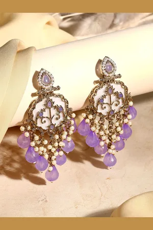 Asmitta Jewellery Gold-Plated Stone Studded Contemporary Drop Earrings