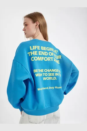 DeFacto Women Typography Printed Long Sleeves Sweatshirt