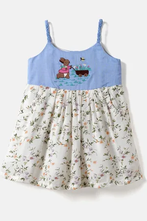 Nauti Nati Girls Bunny Embroidered Dress
