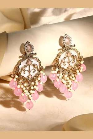Asmitta Jewellery Gold-Plated Stone Studded Contemporary Drop Earrings
