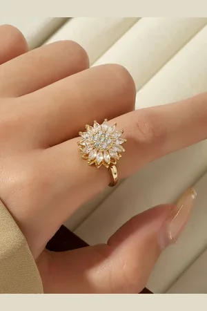 Salty 14KT Gold Plated Crystal Stone Studded Finger Ring