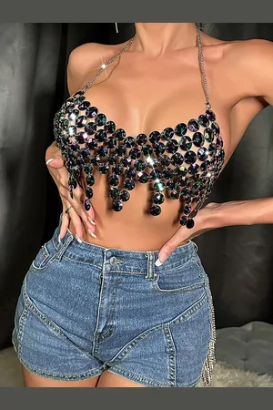LULU & SKY Women Self Design Bralette Crop Top