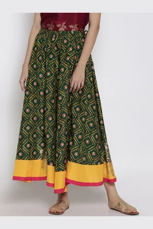 Pantaloons Green Printed Maxi Skirt