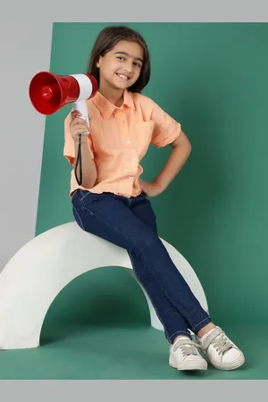 TALES & STORIES Girls Slim Fit Washed Stretchable Denim Jeans