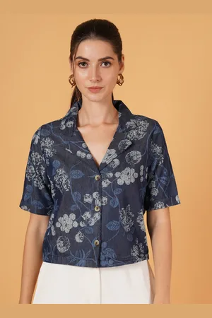 Mast & Harbour Women Floral Printed Lapel Collar Cotton Top