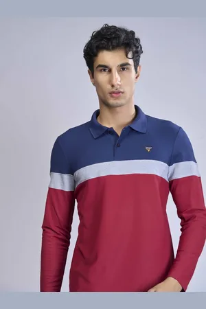 TECHNOSPORT Men Colourblocked Polo Collar UPF50 Slim Fit T-shirt