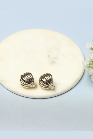 Biba Gold Plated Artificial Stones & Beads Studded Contemporary Studs