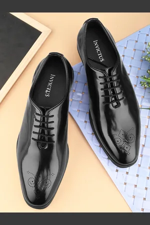 Invictus Men Patent Lasered Wholecut Lace Up Shoes