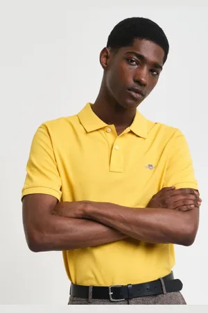 GANT Men Solid Polo Collar Cotton T-shirt