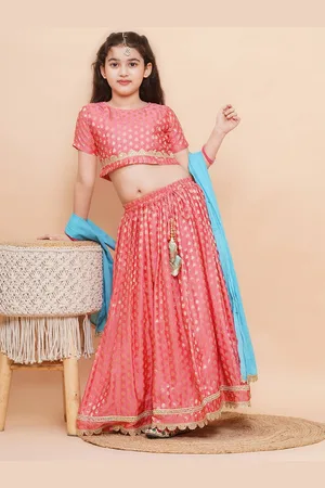 AJ DEZINES Girls Woven Design Ready to Wear Lehenga & Blouse With Dupatta