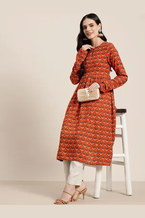 HERE&NOW Ethnic Motifs Print Floral Anarkali Kurta