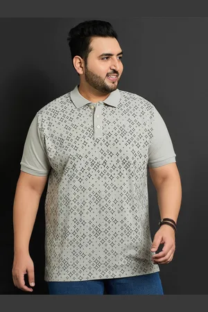 Bigbanana Plus Size Geometric Printed Polo Collar Cotton T-shirt