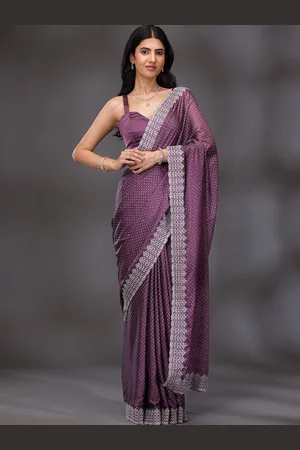 Koskii Embellished Embroidered Satin Saree