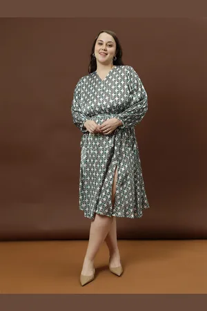 ATHENA Women Abstract Printed Puff Sleeves Fit & Flare Dress
