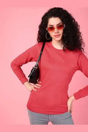 DressBerry Women Solid Round Neck Cotton Pullover Sweatshirt