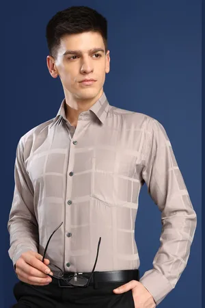 HANCOCK Men Premium Slim Fit Textured Egyptian Cotton Wrinkle Free Opaque Formal Shirt