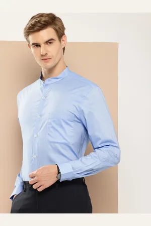 Invictus Men Original Mandarin Collar Slim Fit Pure Cotton Formal Shirt