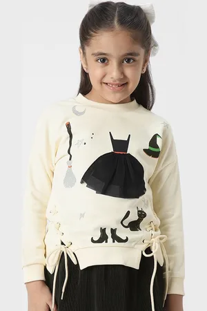 Nauti Nati Girls Halloween-Themed Sweatshirt with Lace Inserts