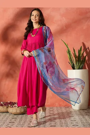 InWeave Women A-Line Kurta With Palazzos With Dupatta