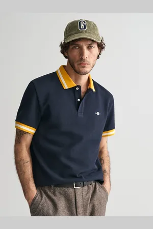 GANT Men Solid Polo Collar Cotton T-shirt