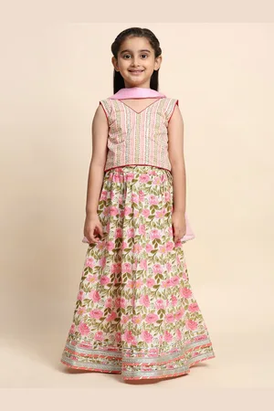 Maaesa Girls Printed Ready to Wear Lehenga & Blouse With Dupatta