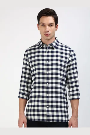Tommy Hilfiger Men Spread Collar Tartan Checked Cotton Slim Fit Casual Shirt