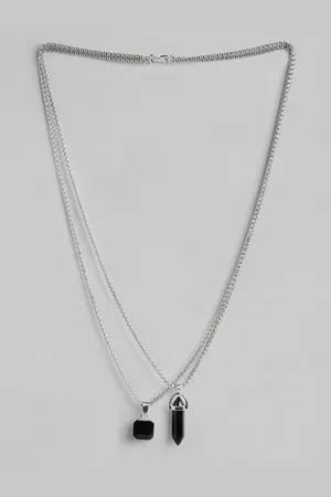 PARIS HAMILTON Unisex Set Of 2 Silver-Plated Artificial Stones Chains
