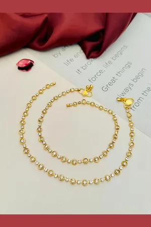 Anouk Set Of 2 Gold-Plated Stone Studded Anklets