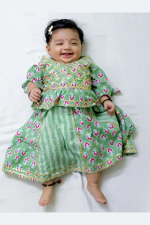 BownBee Girls Printed Pure Cotton Ready to Wear Lehenga & Blouse