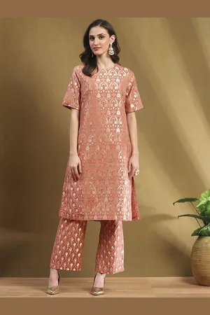 Biba Women Round Neck Kurta with Palazzos