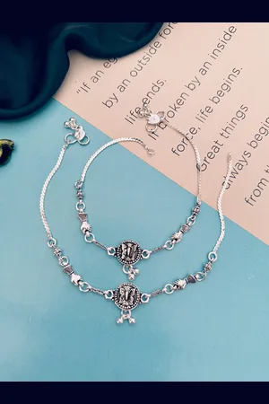 Sangria Set Of 2 Silver-Plated Beaded Anklets