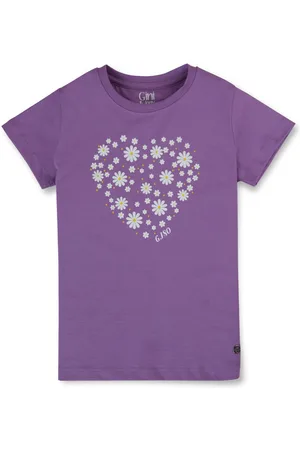 Gini and Jony Girls Floral Printed Round Neck Cotton T-Shirt