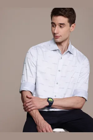 Nautica Classic Geometric Self Design Pure Cotton Casual Shirt